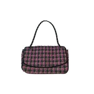 Realities Purse Pink Y2K Tweed Mini Flap Handbag Mini Shoulder Strap Clueless